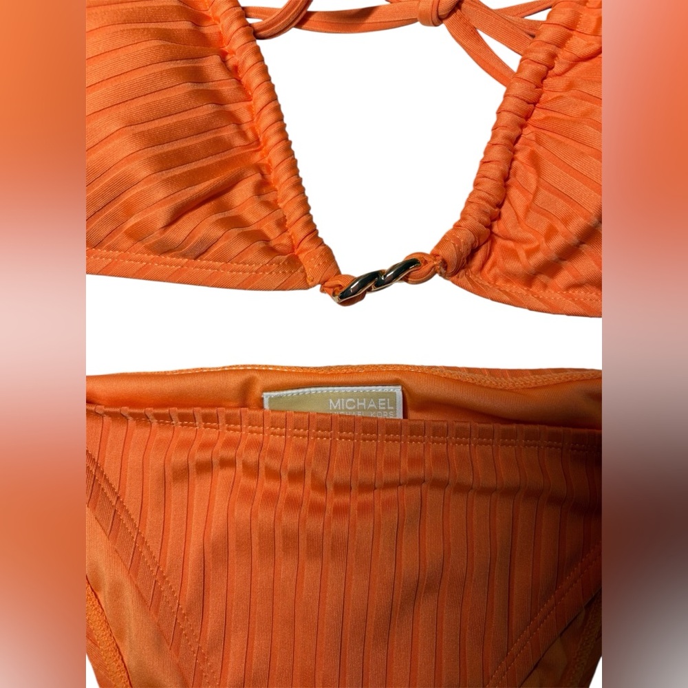 Michael Kors Ladies 2 Piece Bikini Set Size Medium Nectarine - Picture 3 of 6